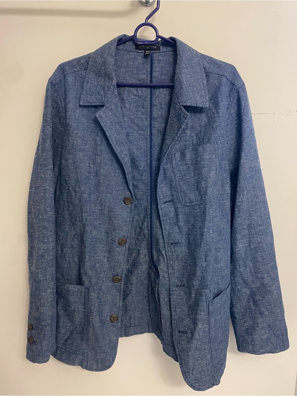 Banana Republic Blue Textured cotton linen chore Jacket blazer